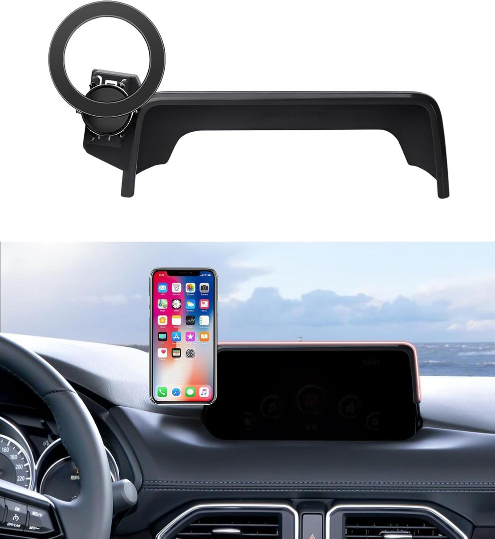 MaserWeller Car Phone Holder for Mazda CX5 CX-5 2017-2020 Accessories 7-inch Screen Fixed Clip, Phone Mount Compatible with MagSafe, 360° Rotation Cell Phone Holder