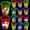 Mishunyus 24 Pcs Christmas Party Cups, Glow Christmas Theme Cups, for Holiday Party Supplies, for Nighttime Fun, BBQ, Holiday Decor, with 8 Pattern