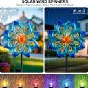 Solar Wind Spinners Outdoor - H60xW13 Metal Yard Art Kinetic Wind Spinners with Colorful LED Crackle Ball, Peacock-Style Windmill for Yard Lawn Garden Decor, Gardening Gifts for Women