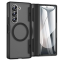 Caka for Samsung Galaxy Z Fold 4 Case [Compatible with Magsafe] [Hinge Protection] [Built-in HD Screen Protector] Translucent Hard Shockproof Magnet Phone Cover for Fold4 - Black