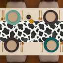 2 x Linen Cow Print Table Runner Cow Print Table Cloth for Parties Farm Cowboy Themed Birthday Party Home Kitchen Dining Room Table Decorations 13x72 Inch