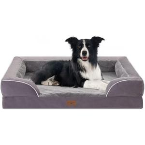Comfort Expression Large Dog Beds Waterproof Comfy Pet Bed for Dogs Sofa, Orthopedic Foam Dog Beds with Washable Removable Cover & Non-Slip Bottom(Large,Purple) (36.0"L x 27.0"W x 7.5"Th)