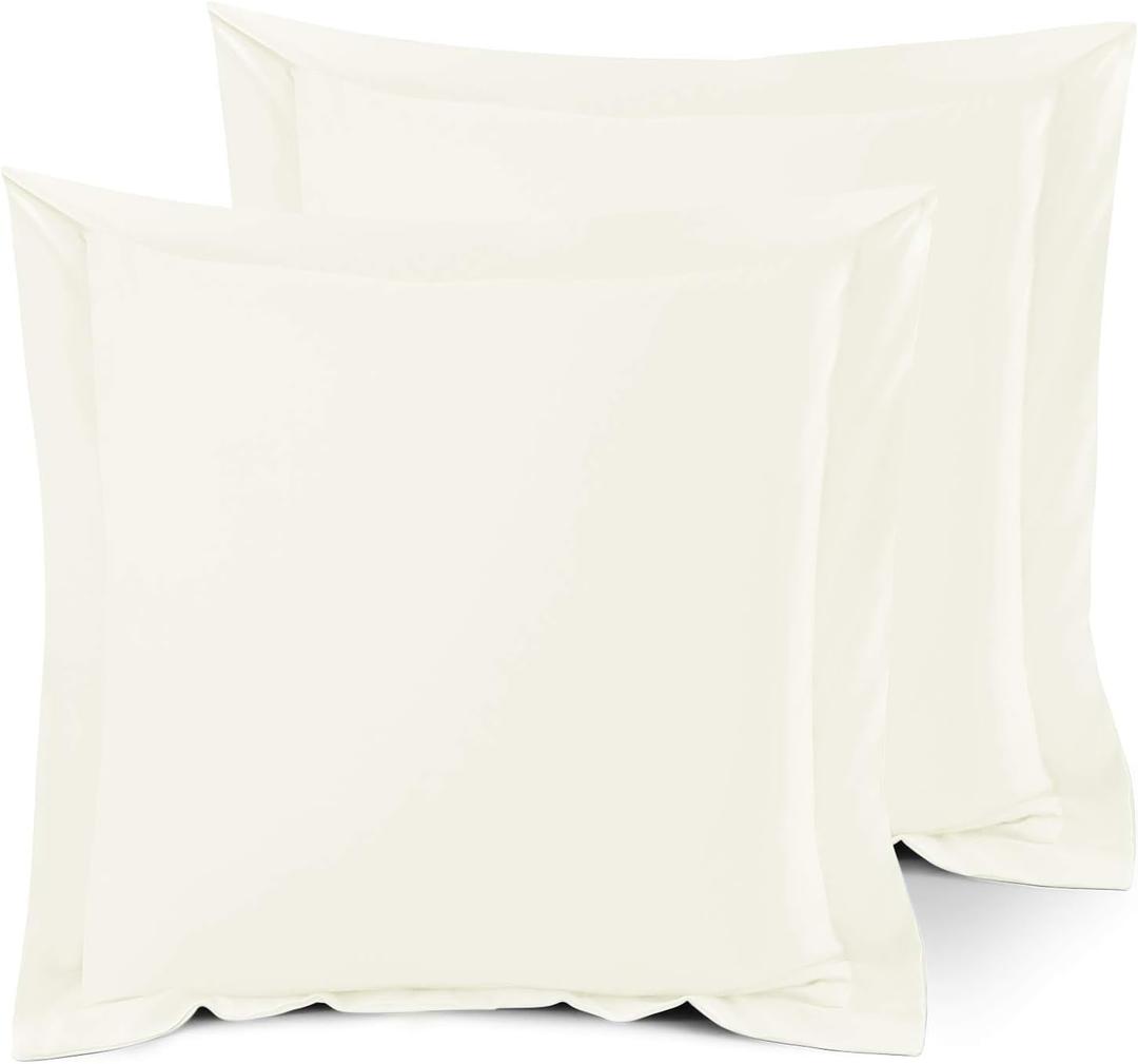 Nestl Soft Pillow Shams Set of 2 - Double Brushed Microfiber Pillow Covers - Hotel Style Premium Bed Pillow Cases, with 1.5 Decorative Flange, Euro 26"x26" - Off White