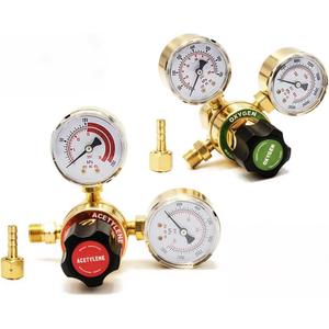 Oxygen And Acetylene Regulator Set, CGA540 and CGA200 Acetylene Inlet Connection Compatible with V-Style Welding Cutting Gas Torch, CGA200 Acetylene Regulator For Small Cylinder