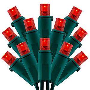 SWEET SHINE 200 Count Red Wide Angle LED Christmas Lights, 66 ft Green Wire UL Certified Commercial Grade 5mm Holiday String Light Set (Red)