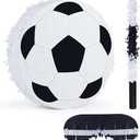 Pinata Bundle with a Blindfold and Bat (13"x13"x4"), Soccer Ball Pinata for Birthday Party Boys, Perfect for Birthday Party, Sport Theme Party, Decoration