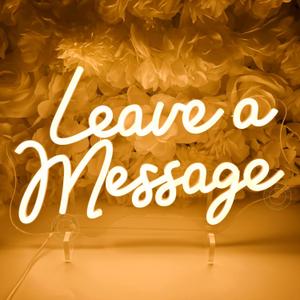 SYLHOME Leave A Message Led Neon Light Sign Guestbook Business Desk Table Wedding Reception Welcome Wall Decor Sign With Holder Base USB 13.8"X8.85"