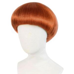 JoneTing Ginger Mushroom Wig Copper Bowl Cut Wigs Men 60s+Hair Cap for Halloween Orange Brown Party Wigs Short Red Browned Funny Wig for Man Bob Hair With Bangs for Christmas Cosplay Costume
