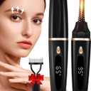 Heated Eyelash Curlers - Eye Lash Curler Heat with Eyelash Comb - Electric Eyelash Curler - Rizador De Pestañasey LED Display 3 Temp Settings USB Charge Natural Curling 24H for Women Makeup Tool Gifts