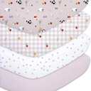 Plushii 4 Pack Fitted Crib Sheets for Baby Girls, 28"x 52" Extra Soft Microfiber Crib Sheet Set for Standard Crib & Toddler Mattress Pad,Pink Sheep