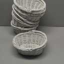 Barydat 6 Pcs Small Wicker Picnic Basket with Handle Flower Girl Baskets Oval Willow Woven Braided Gift Basket for Easter Weddings Baby Shower Home Garden Decor (White,9" x 7" x 4")