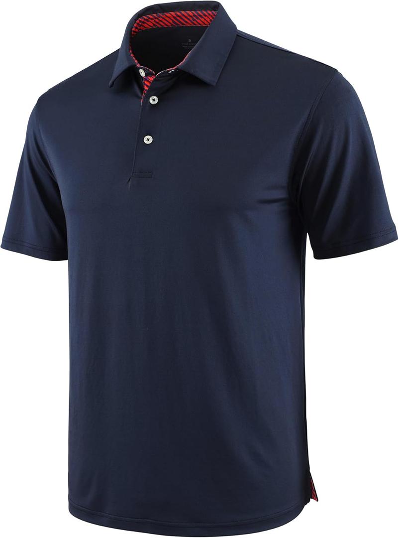 Men's Golf Polo Shirts Dry Fit Comfort Stretch Casual Shirt Short Sleeve Perfomance Moisture Wicking Funny Print (S)