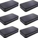 6 Pieces Rectangular Metal Empty Hinged Tins Containers Basic Necessities Home Storage Organizer Mini Box Set, 5.9 x 3.5 x 1.2 inches (Black)