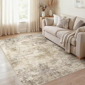 cotiled 5x7 Area Rug for Living Room Large Modern Neutral Abstract Rugs Washable Nonslip Backing Soft Carpet for Bedroom Dining Room Office Decor Brown