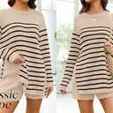 NENONA Women's Spring Summer Sweater Sets 2 Piece Beach Vacation Outfits Long Sleeve Casual Tops & Shorts Loungewear (XL, Loose Fit, Classic Stripe)