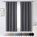 Grey Blackout Curtains for Bedroom Living Room 63 Inch Length 2 Panels Set, Soft Solid Room Darkening Thermal Insulated Window Treatments, Rod Pocket Dining Room Curtains, Grey, 40" Wx63 L