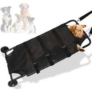 Heavy Duty 264LBS Large Dog Stretcher, 45x22 Foldable Pet Transport Stretcher with Noiseless Wheels, Veterinary Rescue for Injured & Senior Dogs