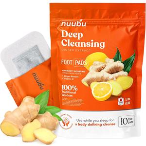 | Ginger Deep Cleansing Foot Pads for Better Sleep & Foot Care | Premium Japanese Organic Foot Pads with Ginger Powder (10 Pc) (Pack of 1 | 10 Pc)