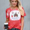 Women Magical Christmas T Shirt Merry Christmas Shirt Xmas Magic Kingdom Shirts Magic Castle Holiday Short Sleeve Top Tee Red (Red, L)