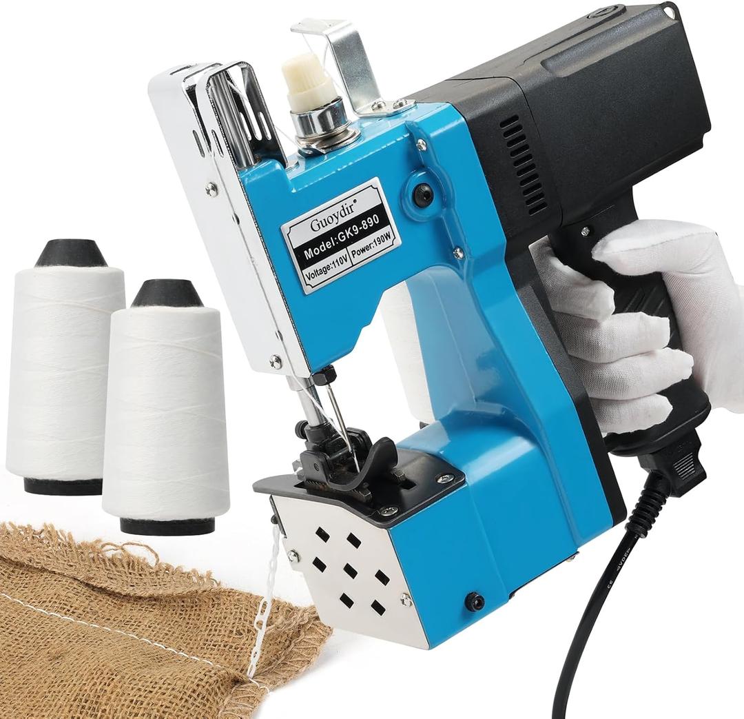 Guoydir Portable Handheld Sewing Machine Heavy Duty – Bag Closer for Burlap, Leather, Sand Bags – 230# Needle, 2000 Stitches/ Min