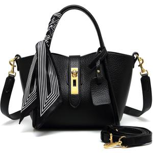 Women's shoulder bag, women's wallet, vintage handbag, synthetic leather crossbody bag with adjustable shoulder strap (Black)