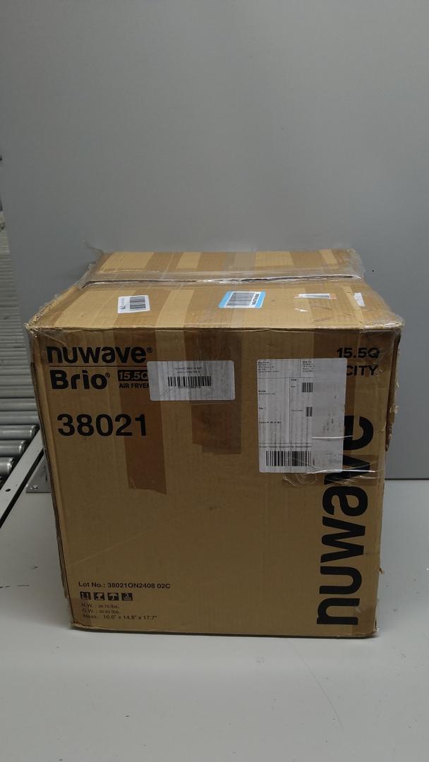 Nuwave Brio 15.5Qt Air Fryer Toaster Oven & Rotisserie Kit, 2024 New Advanced Turbo Convection Tech, Healthy PFAS Free, Max Even & Crisp, Powerful 1800W, 50-425F, 150 Presets, Smart Probe, 4 Rack