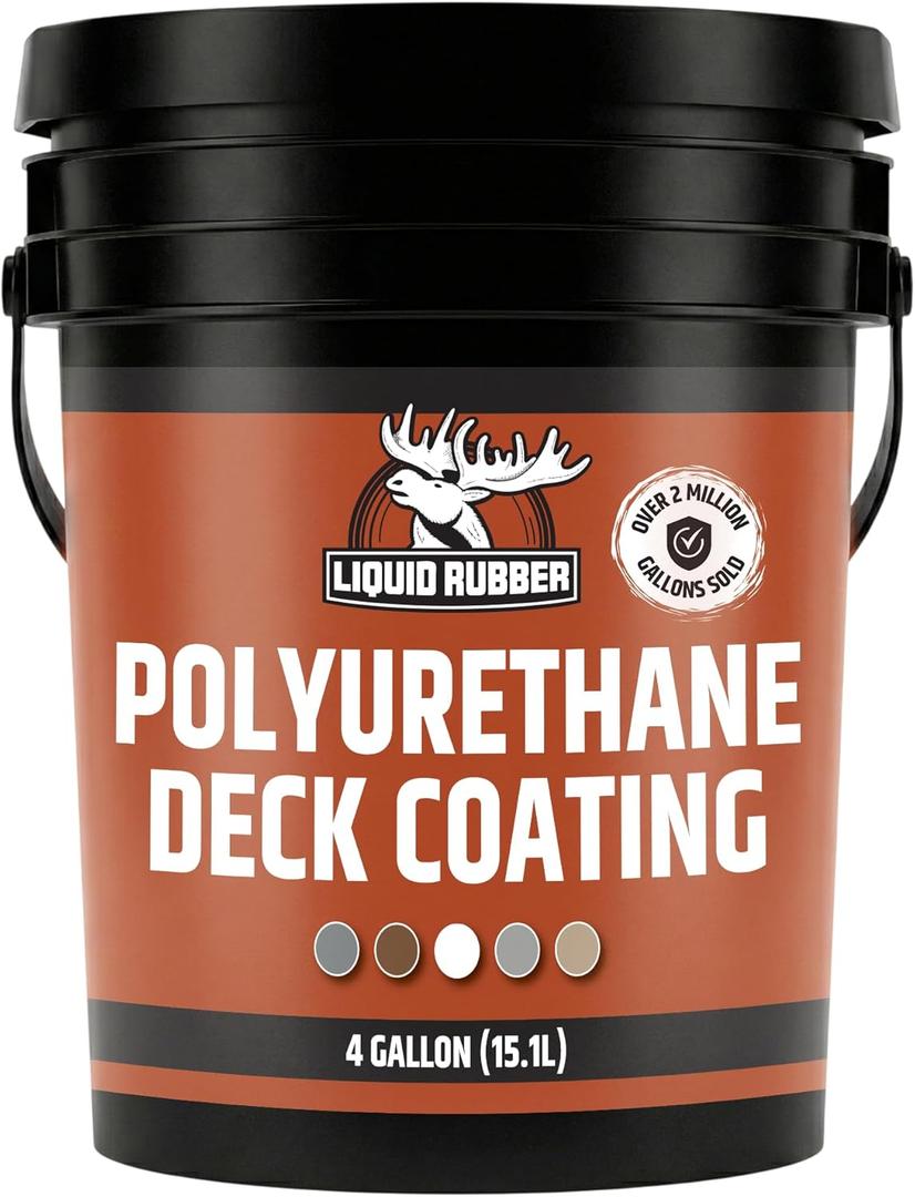 Liquid Rubber Polyurethane Deck Coating - Textured, White, 4 Gallon | 10X Stronger Than Deck Paint & Stain - Textured, Extra Grip Coating for Stairs, Wet Areas, Docks, Wood, Concrete, Waterproof