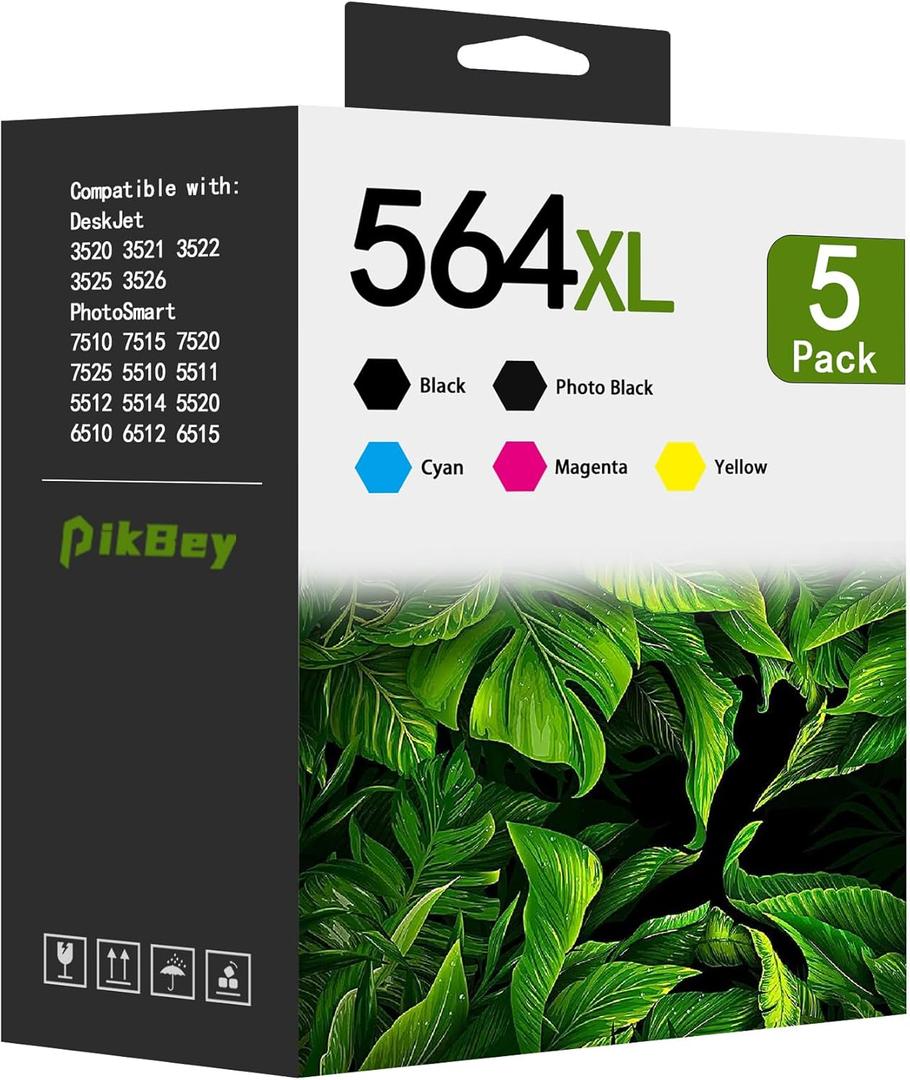 564XL Ink Cartridges Combo Pack Replacement for HP 564 564XL Ink Cartridges Work with Photosmart 7520 7525 5520 6510 6520 C309G DeskJet 3522 3521 Printer (5-Pack)