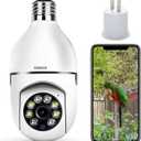 Light Bulb Security Camera, WiFi 5G 2.4GHz WiFi E27 360 Degree Light Socket Camera, Wireless with Motion Tracking Alarm, Color Night Vision, Two-Way Audio