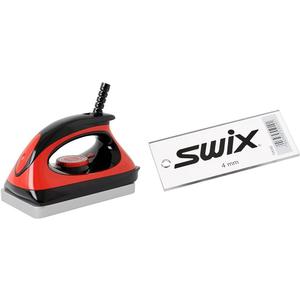 SWIX T77 Economy Waxing Iron for Alpine and Nordic Skis, Snowboard | 110V 1000 Watt Wax Iron with Temperature Adjustment & T0824D Plexi Scraper, 0.2 inches (4 mm)