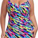 Ocean Blues Women's Plus Size Boyleg One Piece Bathing Suit Tummy Control Retro One Piece Swimsuit (X-Large Plus)