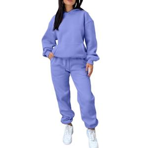 KANSOON Sweatsuits for Women Set 2 Piece Outfits Long Sleeve Hoodie Oversized Sweatshirt Jogger Pants Casual Tracksuit Sets Purple,XL