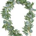 Ling's Moment Artificial Eucalyptus and Willow Garland, 5.9ft Fake Vine Greenery Leaves for Wedding Backdrops/Arch/Flower Garland Greenery Decor, 1 Pcs