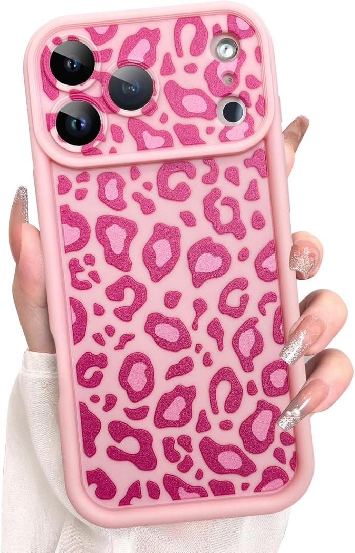 KANGHAR Case Compatible with iPhone 17 Pro Max Leopard Printed Pattern Cute Cheetah Phone Case Soft TPU Shockproof Protective Cover Designed for iPhone 17 Pro Max 6.9 Inch Pink