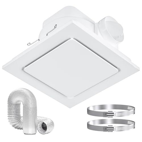 Hon&Guan Bathroom Exhaust Fan, Quiet Square Bathroom Vent Fan 111 CFM, 1.0 Sones, Ceiling Mount Ventilation Fan, Bath Ceiling Fans, Exhaust Fan for Home Bath Hotel