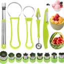 14 Pack Melon Baller Scoop Set - 4 in 1 Stainless Steel Fruit Tool Set Fruit Scooper Seed Remover with Fruit Vegetable Cutter Shapes Set Fruit Peeler for Fruit Slicer Dig Pulp Separator