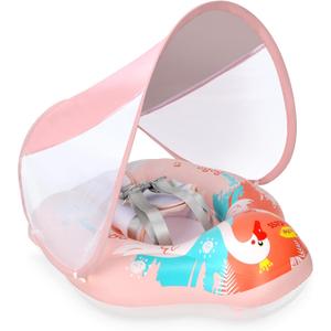 Baby Swimming Float Kids Inflatable Swim Ring with Safety Support Bottom Swimming Pool Accessories for 3-36 Months (Large)