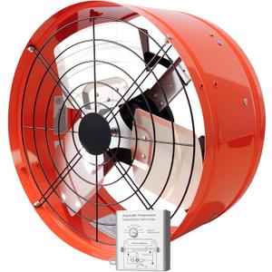 Professional Grade Attic Fan for Gable Vents | Power Attic Ventilator, 120V 60-Hz Motor and 15-Inch Blade | Quiet Home Attic Fan 1650 CFM, Adjustable Thermostat(Orange)