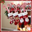 Chiisong 6 Pcs Christmas Tree Decorations Picks 12 Inch Christmas Woolen Bells Candy Curly Pick Xmas Tree Topper Ornaments for Home Office Party Supplies(Red White)