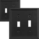 Double Toggle Light Switch Cover Aria Metal Wall Plate, 2-Pack Black 2 Gang, Light Switch Cover Decorative Wallplate, Durable