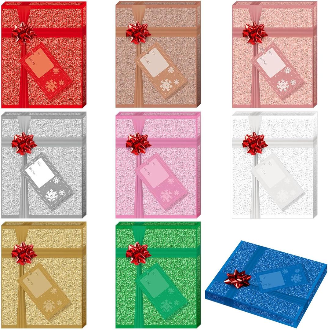 Patelai 18 Pcs Christmas Gift Card Holder Boxes Glitter Gift Card Box with Red Wrapping Bow Small Gift Card Holders Christmas Giftcard Containers Gift Wrap Boxes for Xmas Holiday Party (Bright Color)