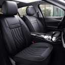 Aierxuan 5pcs Car Seat Covers Full Set with Waterproof Leather,Airbag Compatible Automotive Vehicle Cushion Cover Universal fit for Most Cars (Black) (5PCS full set, 5 PCS Full Set/Black)