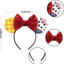 Girls Mouse Ears Headband Set - Hair Bands, Bows, Princess Headwear for Cosplay, Halloween, Birthday Party