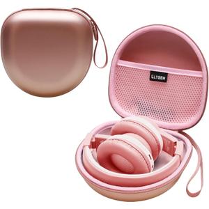 Kids Headphones Case Compatible with iClever BTH12 / HS19 / BTH26 / JoySpark-T5 / Candy Bila BH03 / EarFun/IMYB/MIDOLA MD-B01 / noot Products Foldable Kids Headphones, Rose Gold (Case Only)