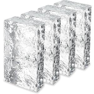 4 Pack-7.9"x3.9"x2" High Transparency ice Crystal Patterned Rectangular Solid Glass Brick - Used in Building Fields Such as wall partitions, as Well as for DIY Lighting fixtures, DIY Tables etc.
