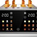 4 Slice Toaster with Dual Touchscreen, 1800W Stainless Steel Dual Zone Independent Control Extra Wide Slot 1.5 Inch, Smart BreadID Timer for Bagel Waffle, Kitchen Essentials