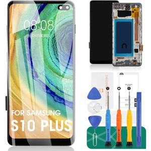TFT for Samsung S10 Plus LCD for Samsung Galaxy S10 Plus SM-G975U Screen Replacement for Samsung Galaxy S10 Plus LCD Digitizer Touch Screen Replacement with Frame (Not Fingerprint Function)