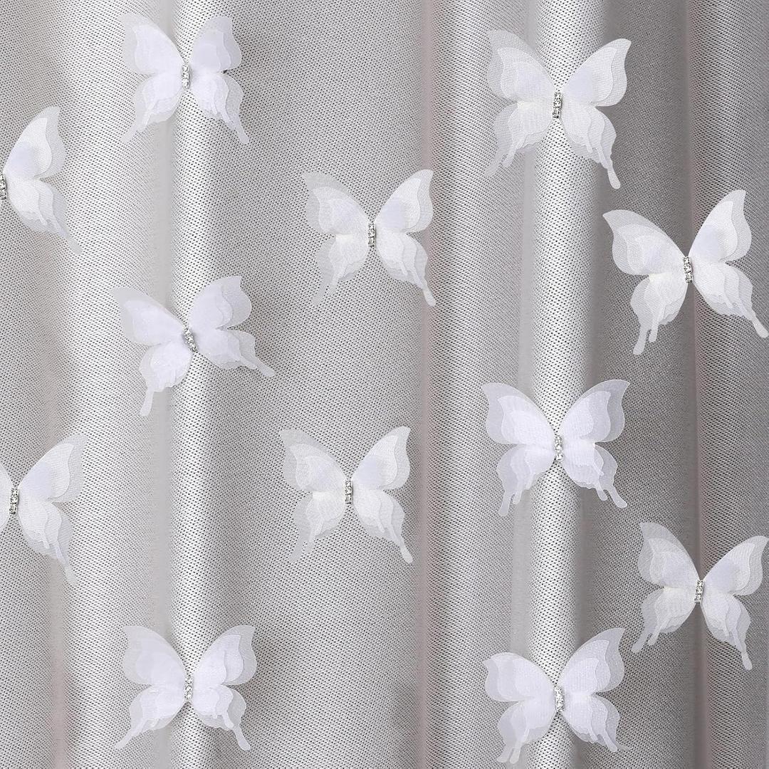 SUQ I OME 12pcs of White Butterfly Decorations for Curtains draperys,Bedroom Living Room Girl's Rooms