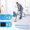 8 Pack VRC2 Cloth Filters & 2 Pcs VFF21 Foam Filter Kit Compatible with Vacmaster 1.5 to 3.2 Gallon Wet/Dry Vac, Fit for Armor All 2.5 Gallon Shop Vacuum: AA255, AA255W