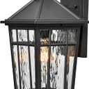 Outdoor Wall Lamps 11 Inch Outside Light Fixtures for House Black Aluminum Exterior Wall Sconce with Water Ripple Glass for Patio Porch and Garage E26 Socke Max 60W